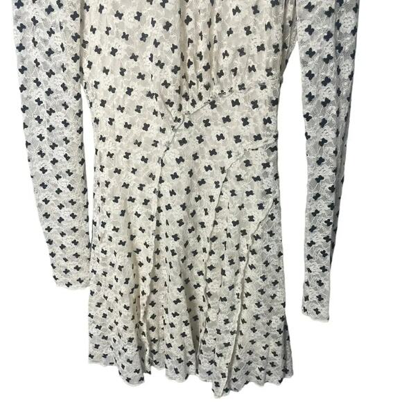 Free People Women’s Sz XS Long Sleeve Mini Dress Cream / Black - Picture 5 of 10